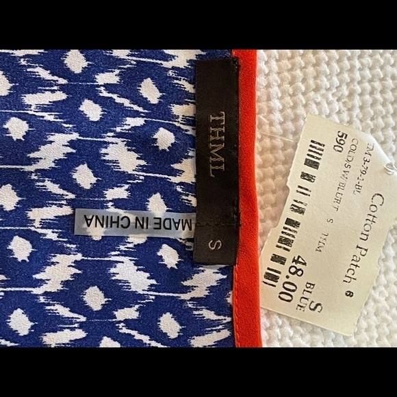 THML‎ Blue White And Orange Jaye Cold Shoulder Top Size S - Picture 8 of 9